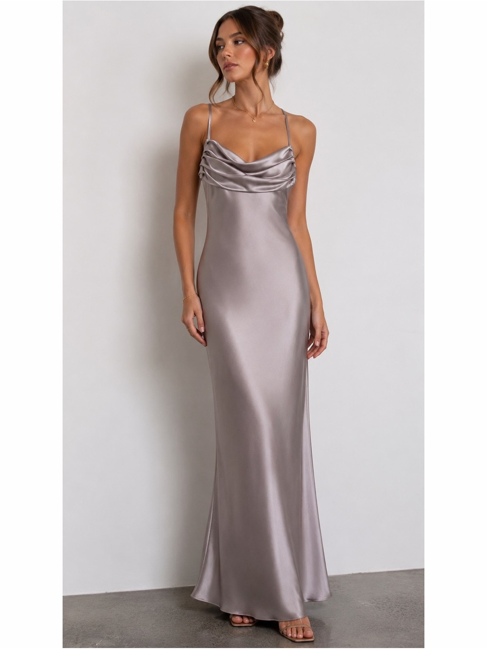 Zara‎ Champagne Satin Maxi Dress